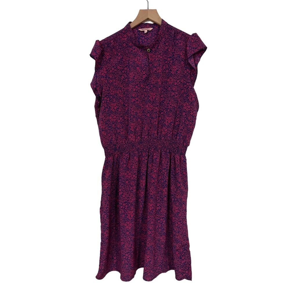 Juicy Couture Womens Collared Flutter Sleeve Elastic Waist Floral Dress Size XL